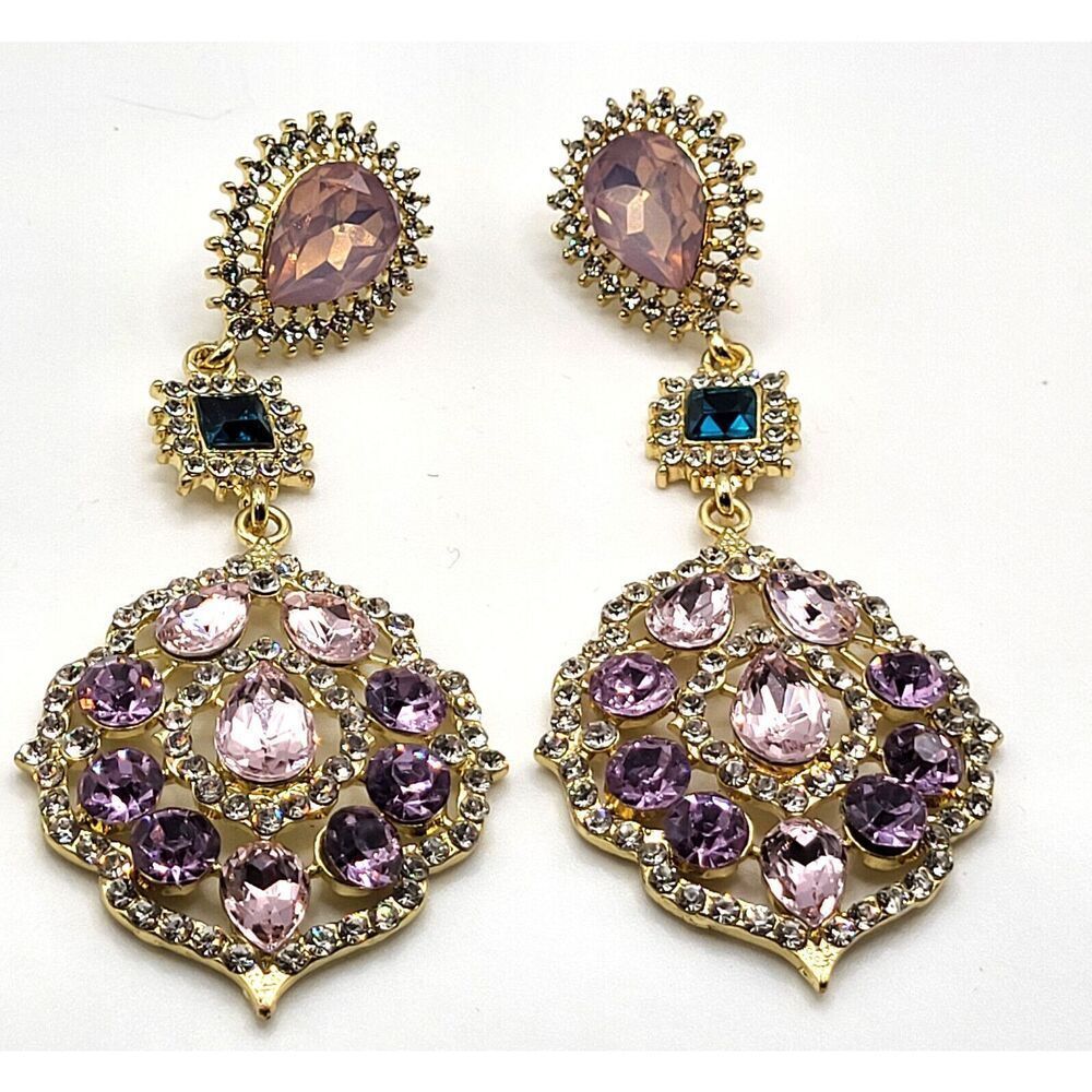 Beautiful Pink Chandelier Earrings 3.5in